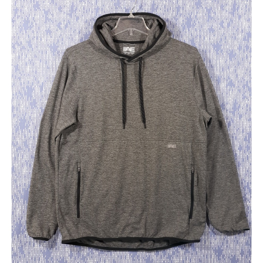 American Eagle Hoodie Mens Large Gray Stretch Pullover Sweatshirt